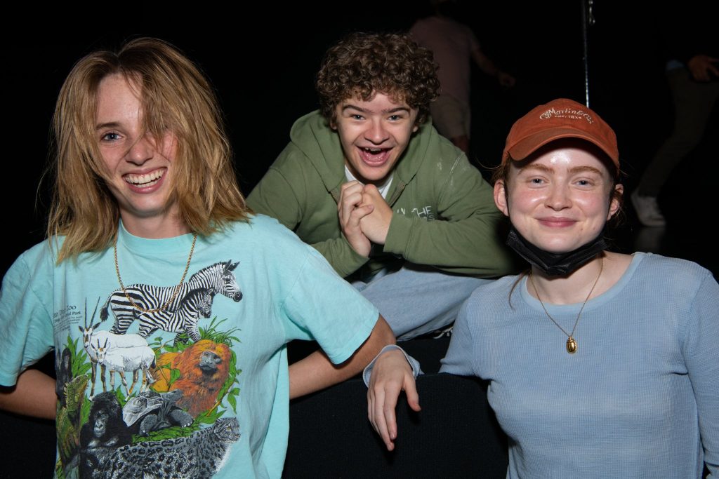 Gaten Matarazzo with Maya Hawke and Sadie Sink at Dear Evan Hansen