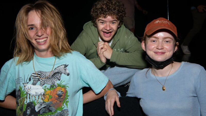Gaten Matarazzo with Maya Hawke and Sadie Sink at Dear Evan Hansen