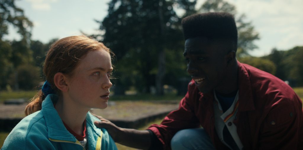 Sadie Sink and Caleb McLaughlin in stranger things season 4 episode 4