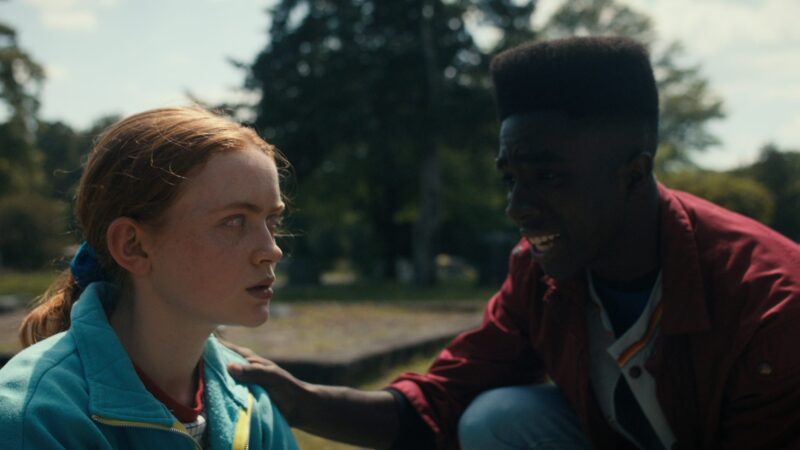 Sadie Sink and Caleb McLaughlin in stranger things season 4 episode 4