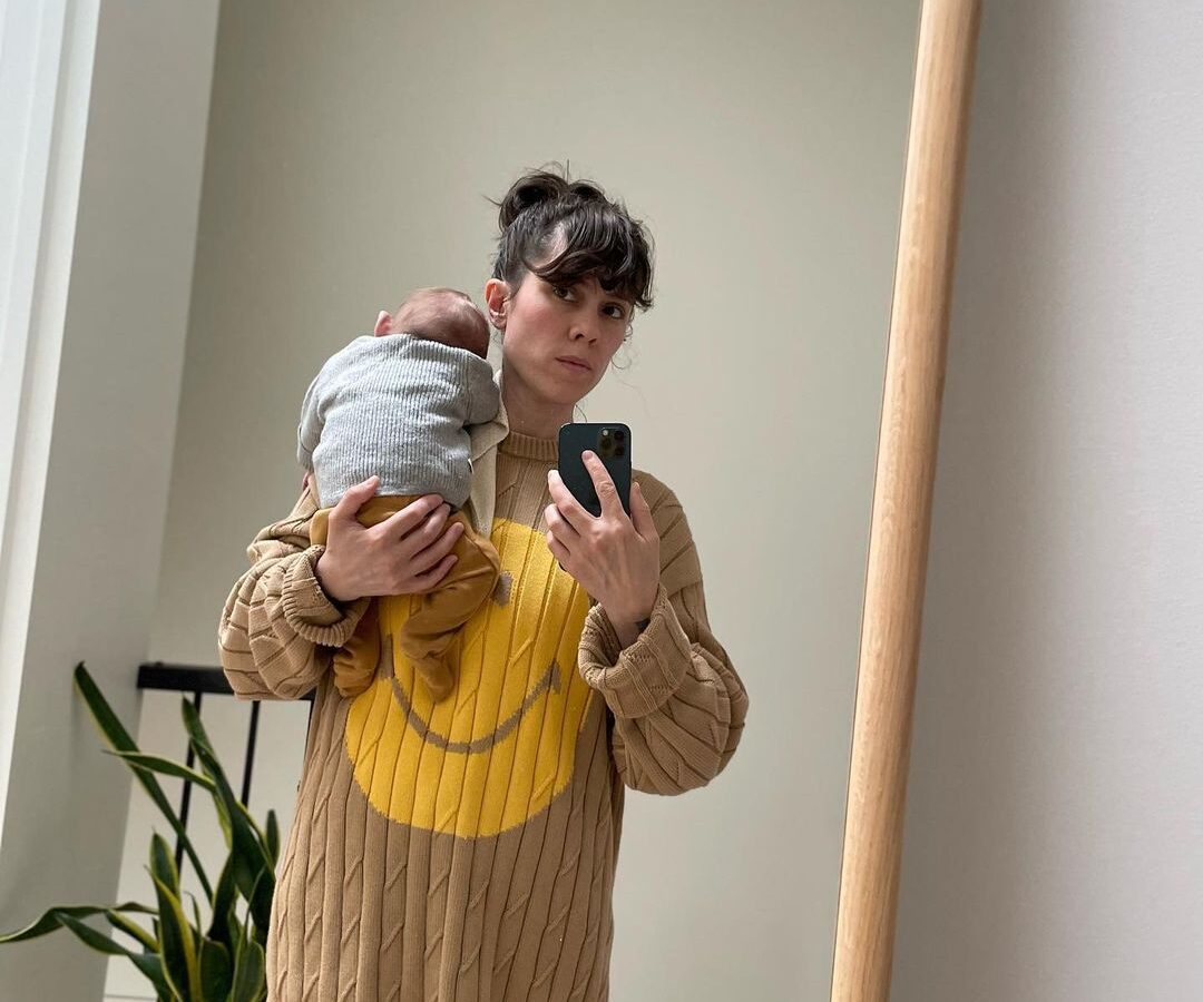 Sara Quin with newborn baby via @TeganandSara on Instagram