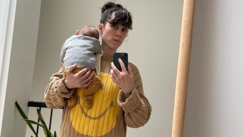 Sara Quin with newborn baby via @TeganandSara on Instagram