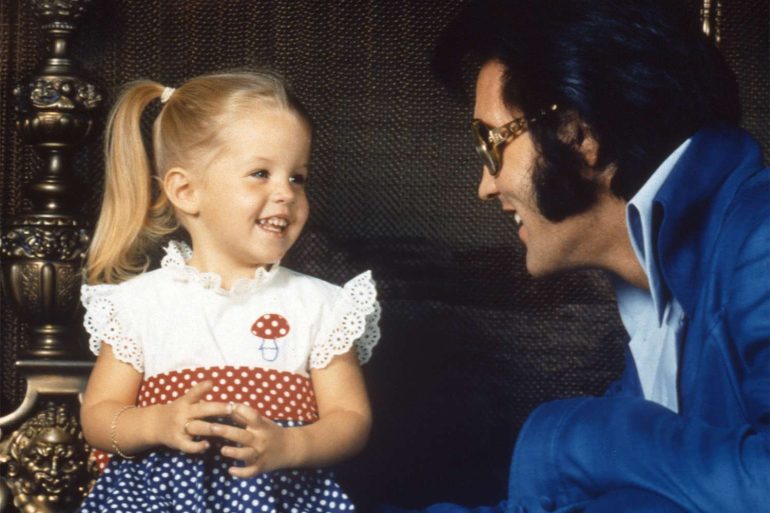 a young Lisa Marie Presley pictured with her father Rock and roll icon Elvis Presley