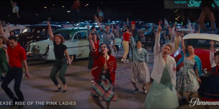 grease rise at the pink ladies grease is the word music video