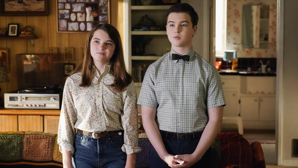 Raegan Revord as Missy Cooper and Iain Armitage as Sheldon Cooper Young Sheldon