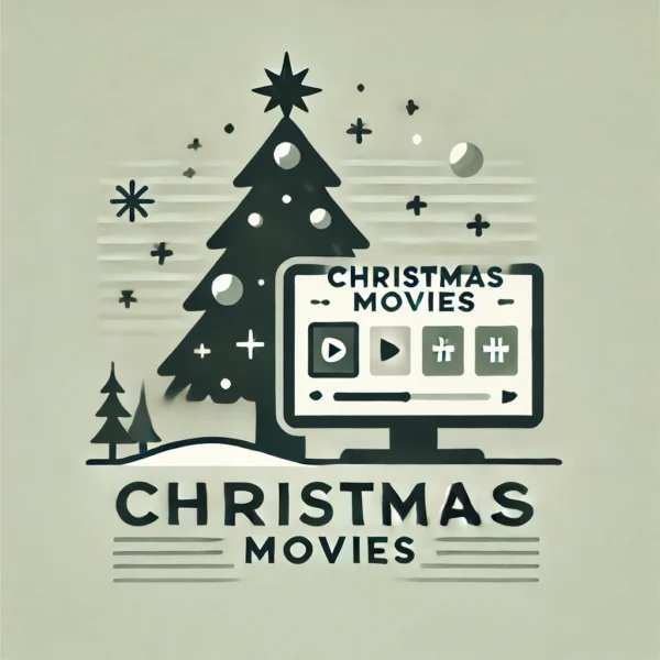 DALL·E 2024 12 24 23.47.18 A minimalist Christmas themed design featuring a simple silhouette of a Christmas tree with a star on top, a flat screen TV with a streaming player in