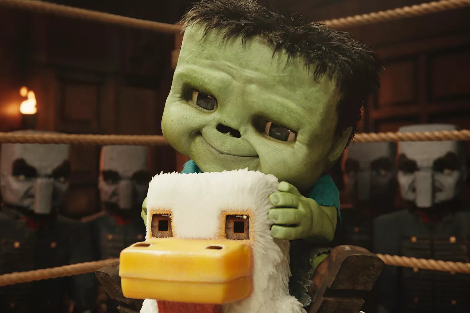 a minecraft movie chicken jockey