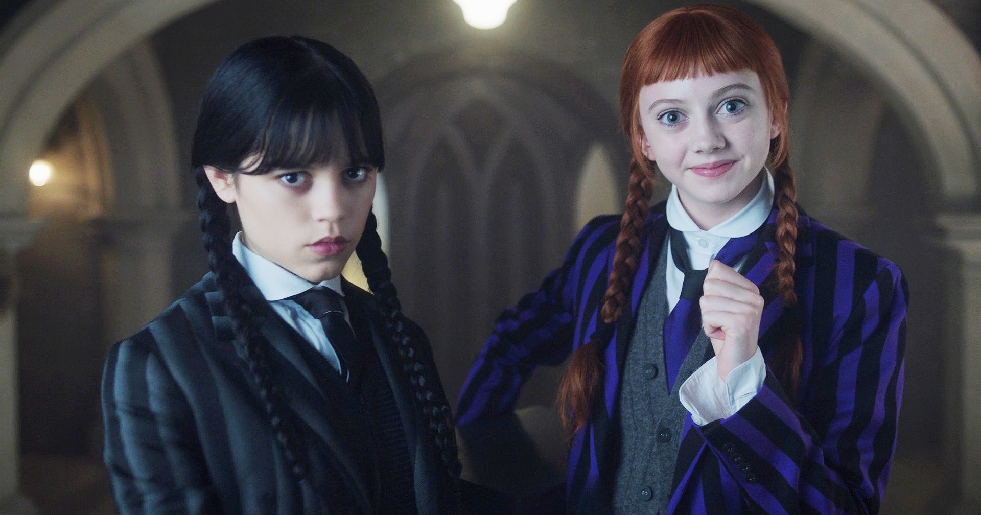 The characters of Wednesday and Agnes in Wednesday Season 2 Part One