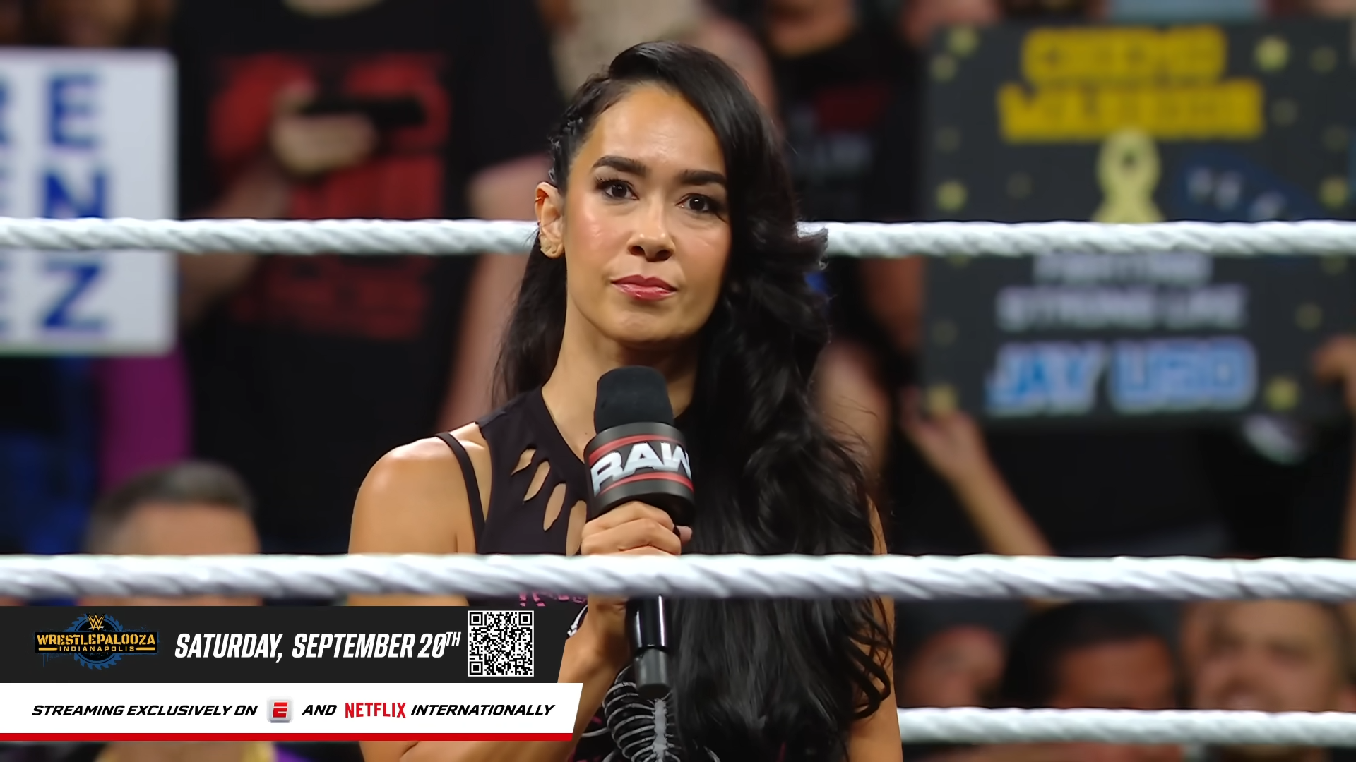 FULL SEGMENT AJ Lee and CM Punk challenge Becky Lynch and Seth Rollins Raw, Sept. 8, 2025 4 49 screenshot