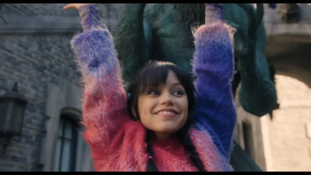 Jenna Ortega as Wednesday Addams dances to BlackPinks Boombaya. Image courtesy of Netflix