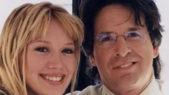 Hilary Duff and Robert Carradine on the set of Lizzie McGuire. (Photo courtesy of Hilary Duff/Instagram)