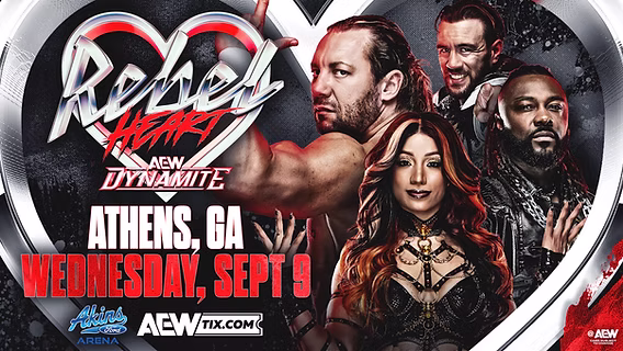 Promotional artwork for AEW Rebel Heart Dynamite honoring Tanea Brooks, airing September 9 on TBS and HBO Max.