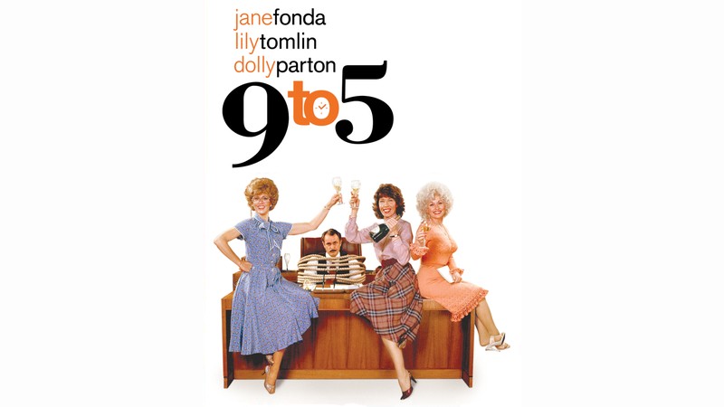 Official key art for the 9 to 5 theatrical re-release, with Jane Fonda, Lily Tomlin, and Dolly Parton