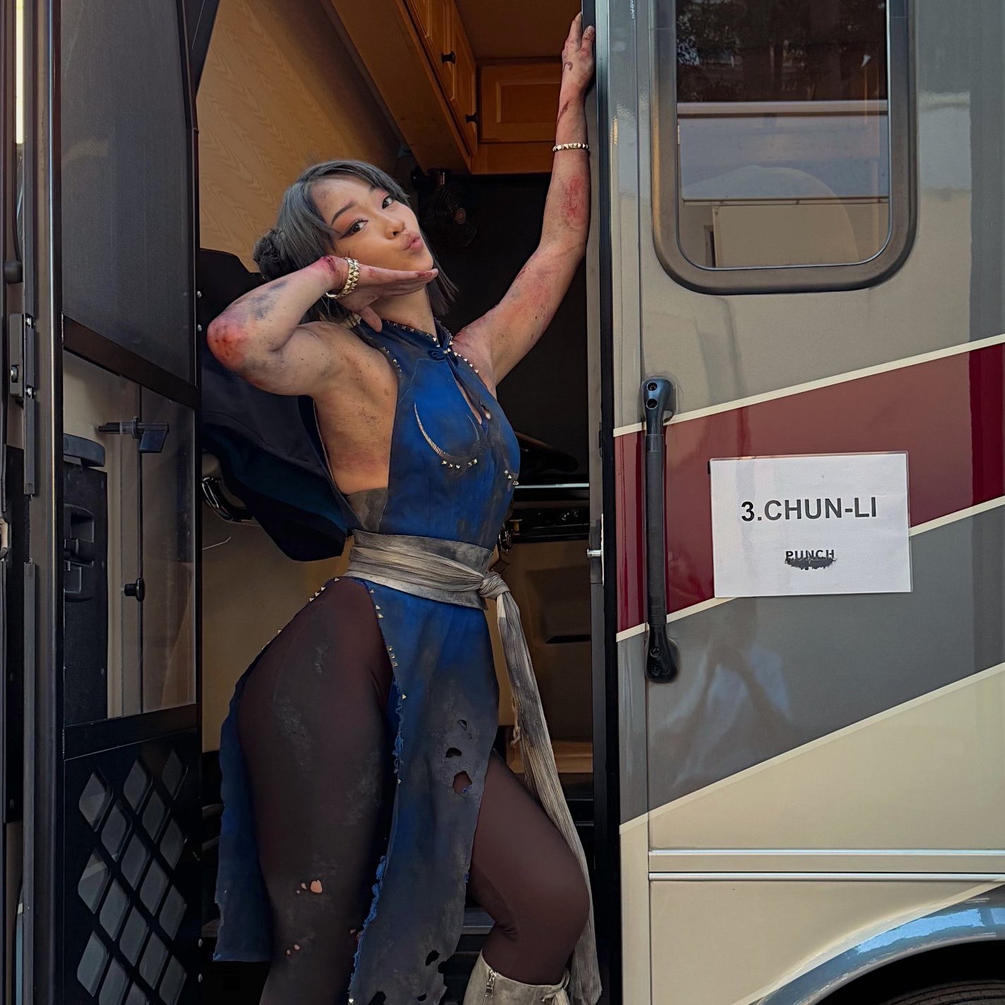 Callina Liang as Chun-Li on the set of Street Fighter