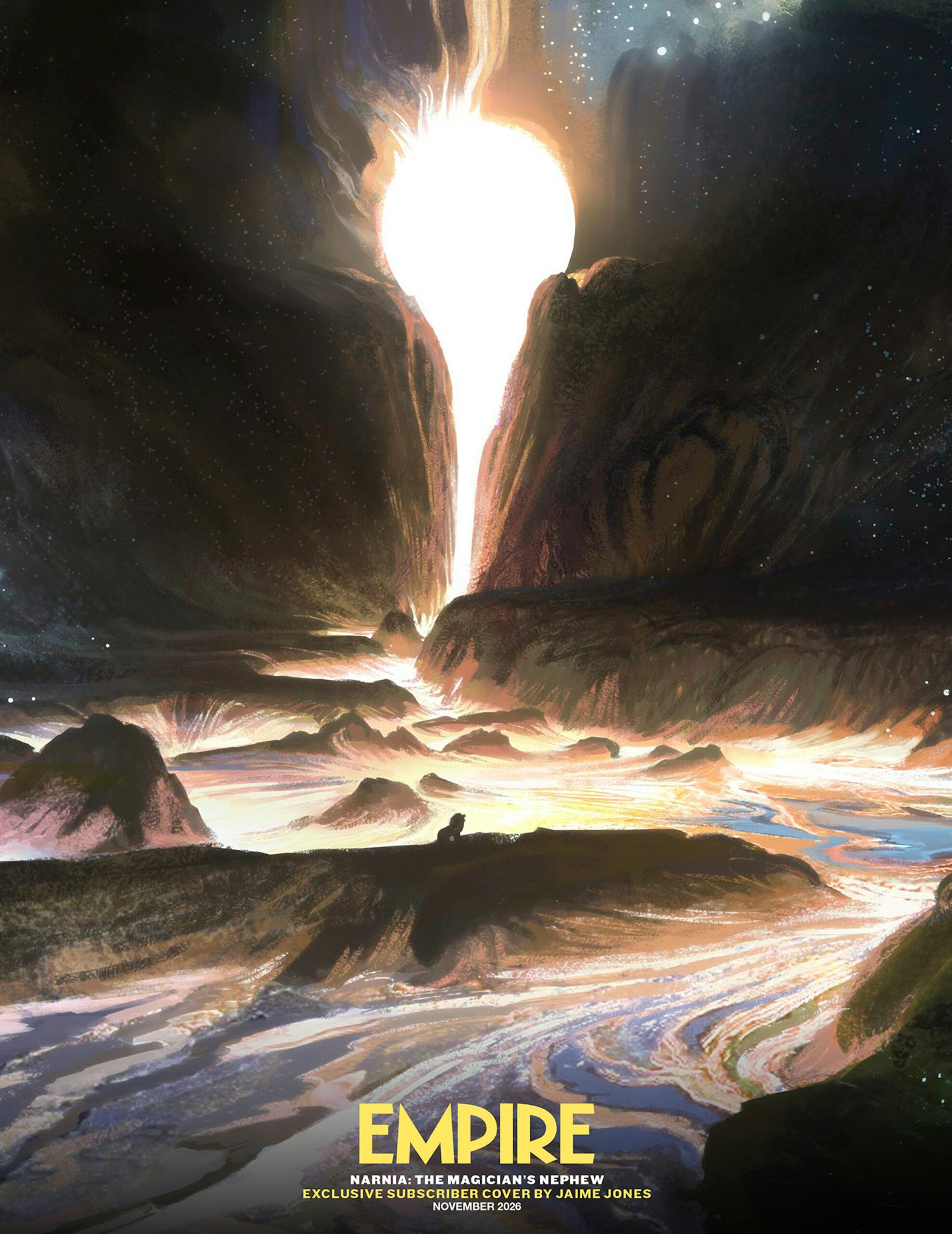 Empire's subscriber cover art by Jaime Jones showing Aslan creating Narnia