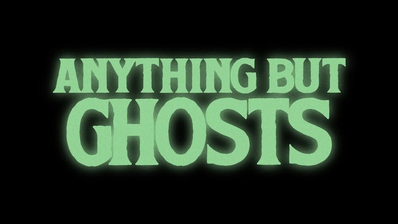 The Anything But Ghosts logo, glowing green text on black