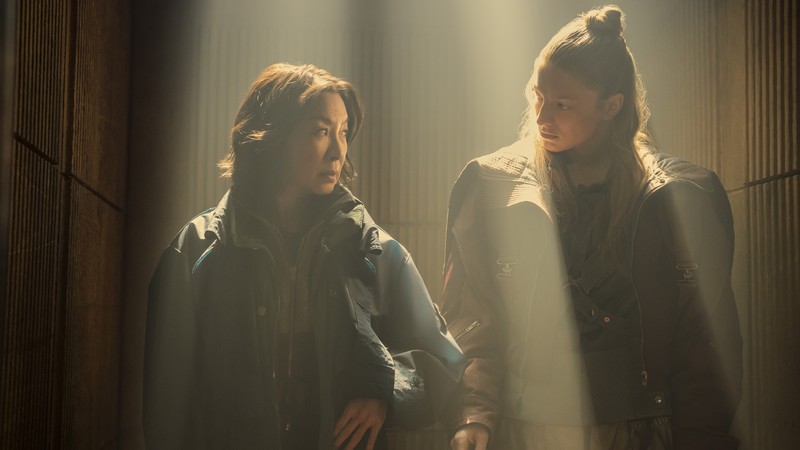 Michelle Yeoh as Olwen and Hunter Schafer as Cora in Blade Runner 2099